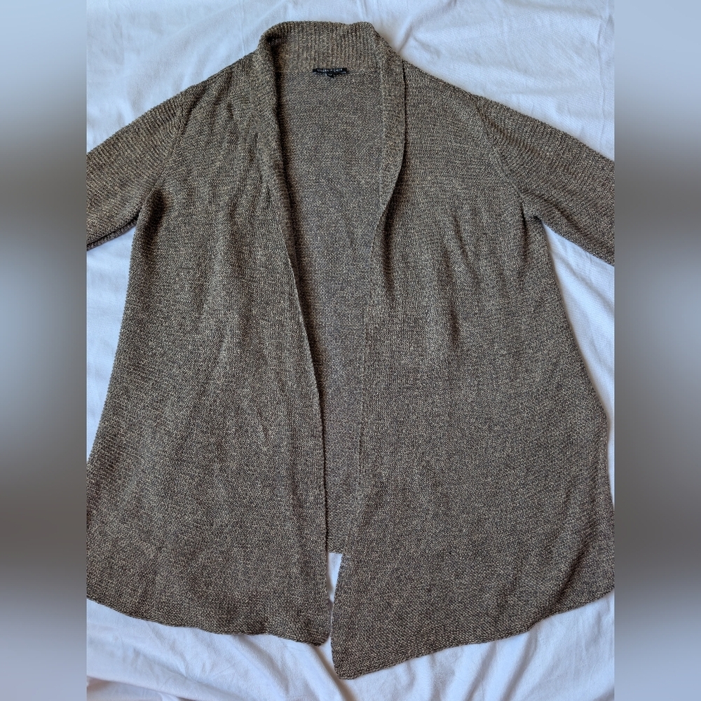 Eileen Fisher Loose Knit Linen Open Front Cardigan Size Large